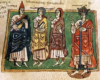 O rei Teodomiro con tres bispos (Códice Vixiliano)